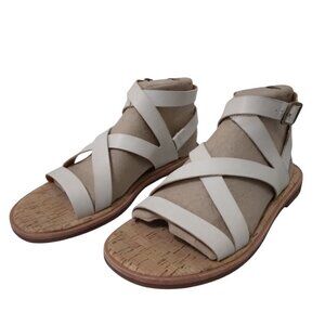KORK-EASE | Bryleigh Flat Leather Sandal Cream | Size 7M